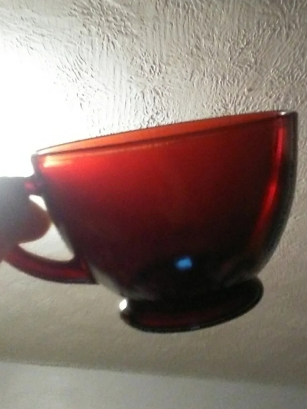 Set of 2 Royal Ruby Red Vintage Cafecore Glass Punch Tea Cafe Cups Coffee Anchor